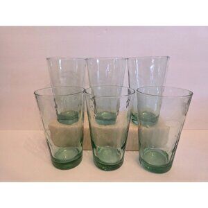 Set Of 6 Vintage Libbey Chivalry Green Textured Drinking Glasses Tumblers